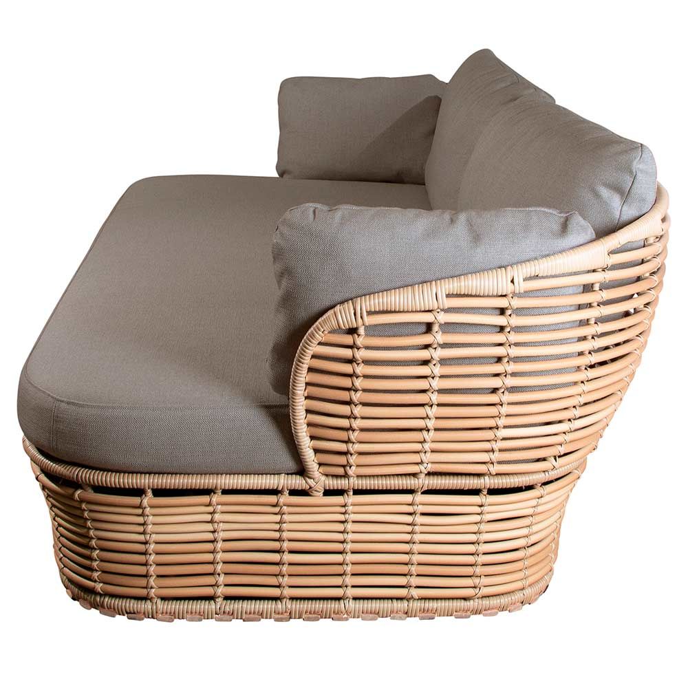Lounge Sofa Basket Natural Artificial Wicker Incl Light Airtouch Cushion Set