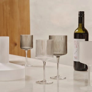 Ripple Red Wine Glasses - Set of 2 - Smoked Grey