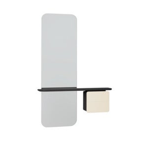 One More Look Mirror Black Oak/Pearl White