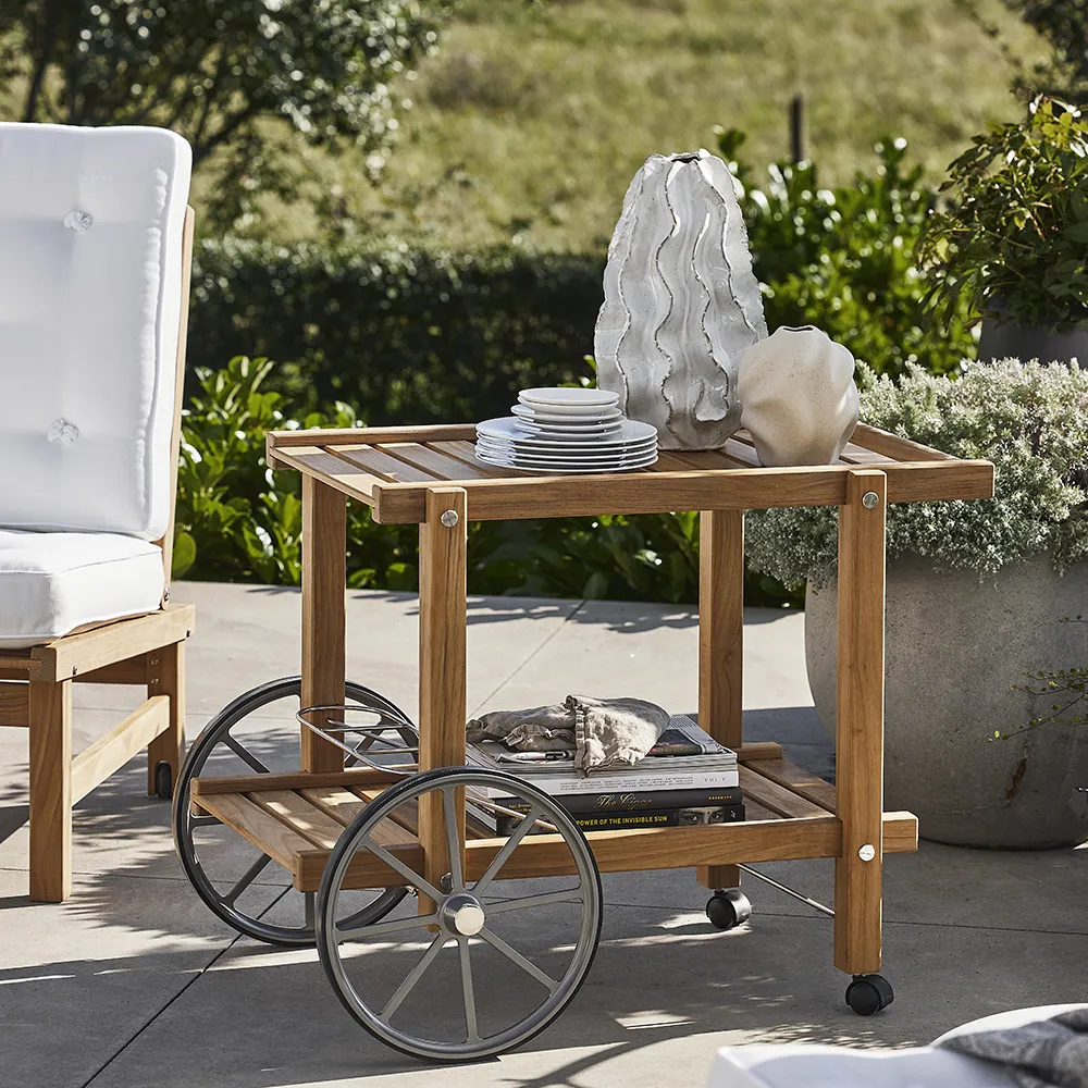 Teak serving trolley