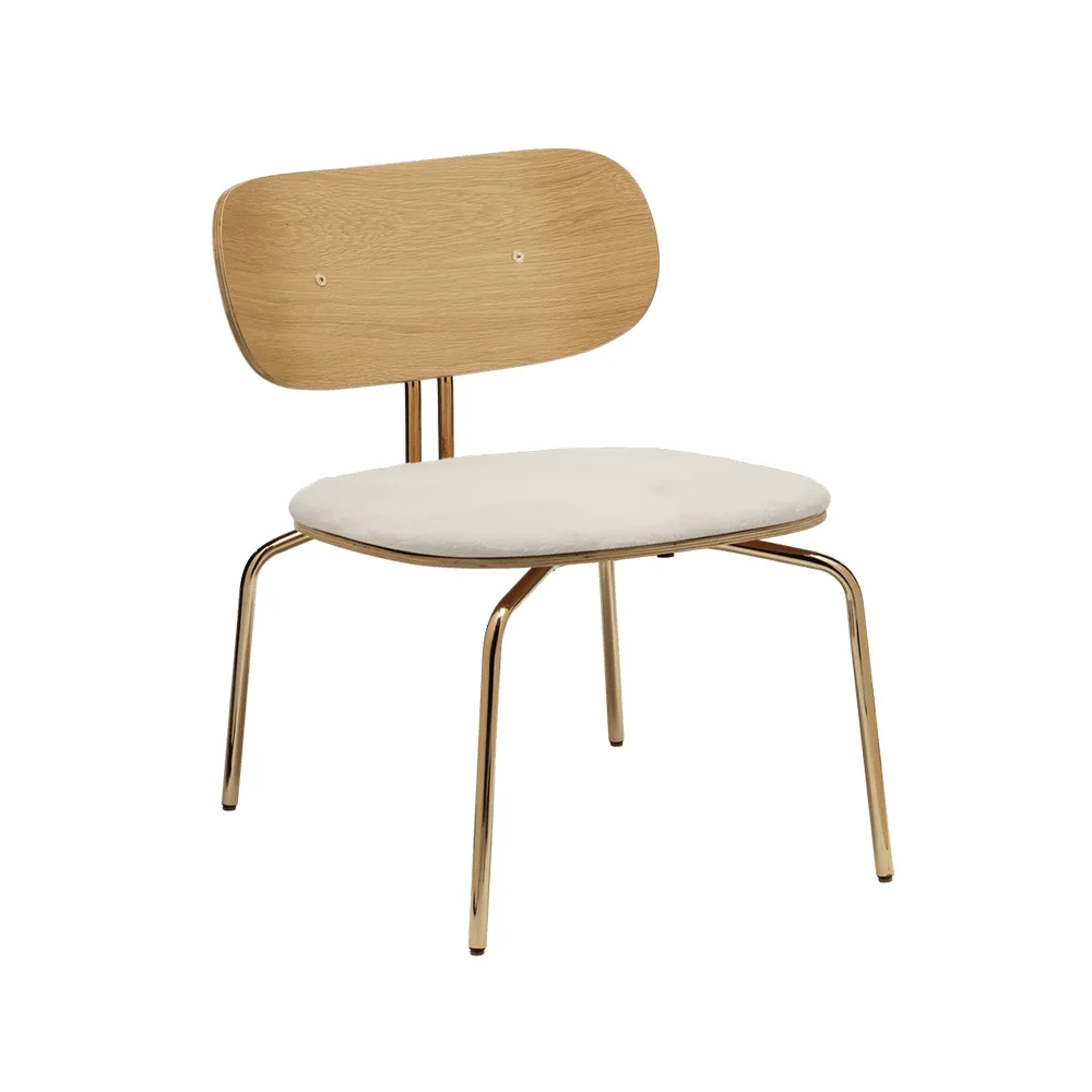 Curious Lounge Chair Oak/Brass Teddy White