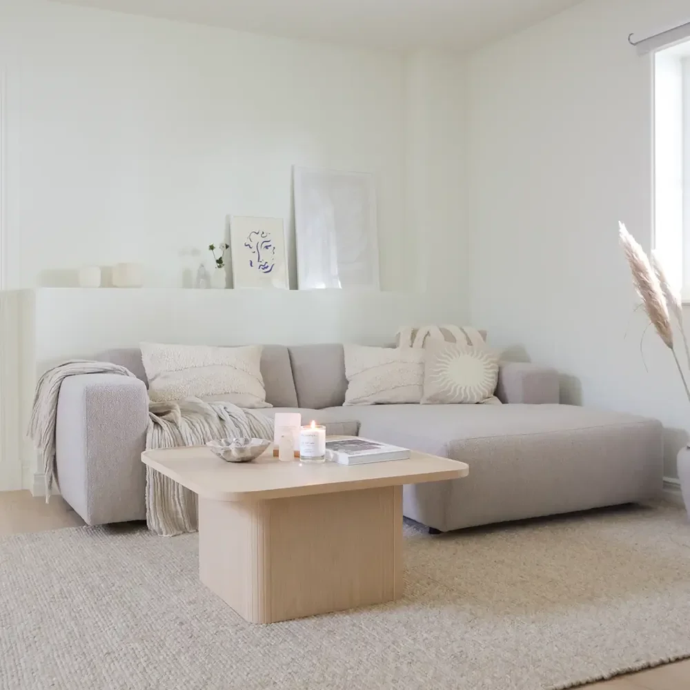 Willard sofa 3-seater sofa chaise longue right fabric Alice light beige