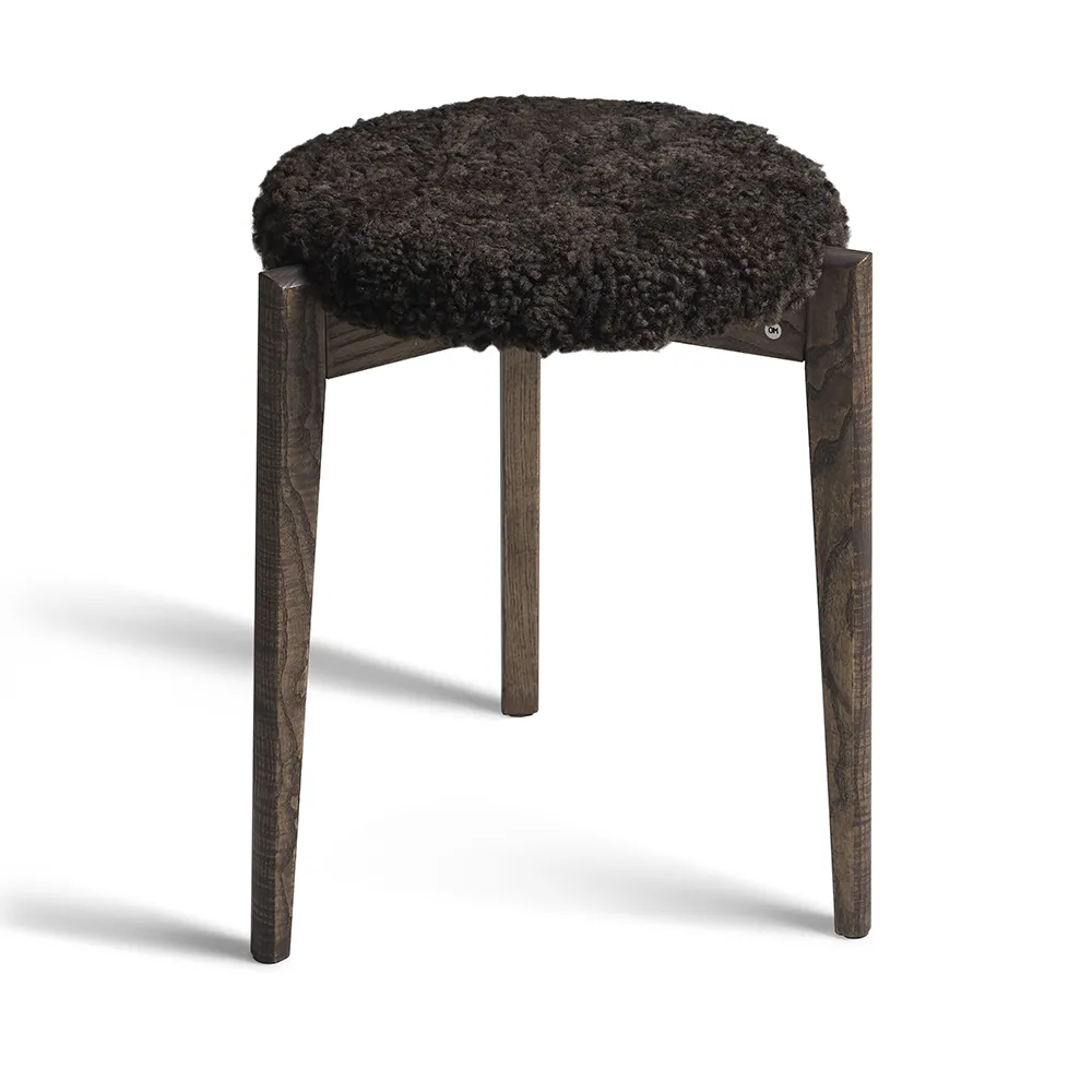 Vinz Stool Brown Oiled Ash/Sheepskin Brown