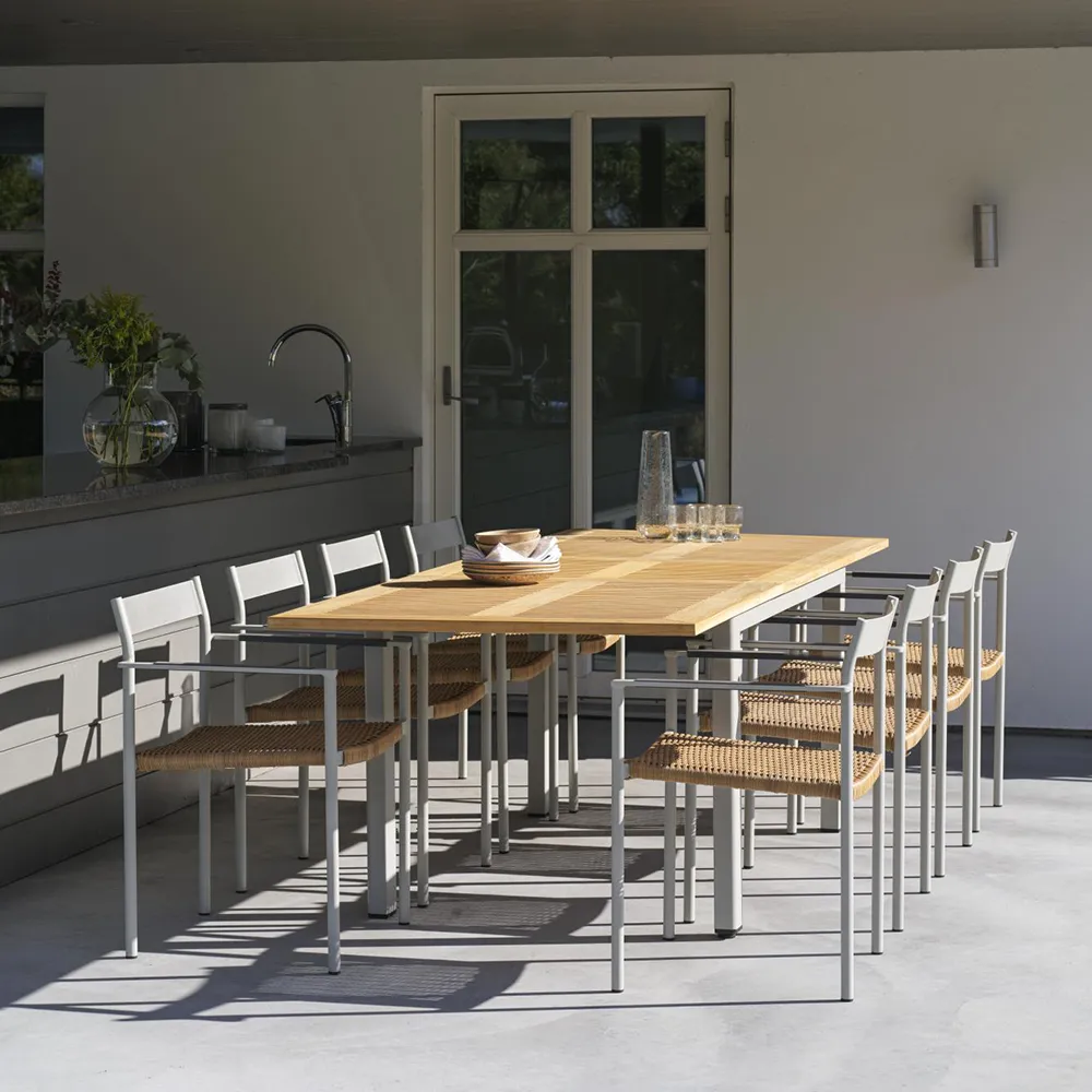 Lyon Dining table 100x224-304 Cm Light Grey/Teak