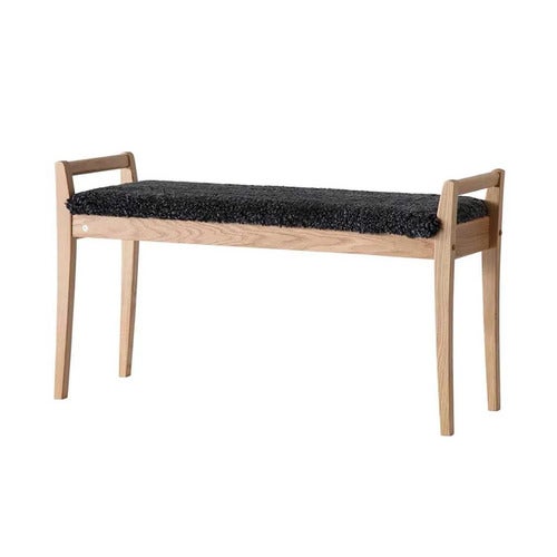 Meja Bench Lacquered Oak/Sheepskin Dark Grey