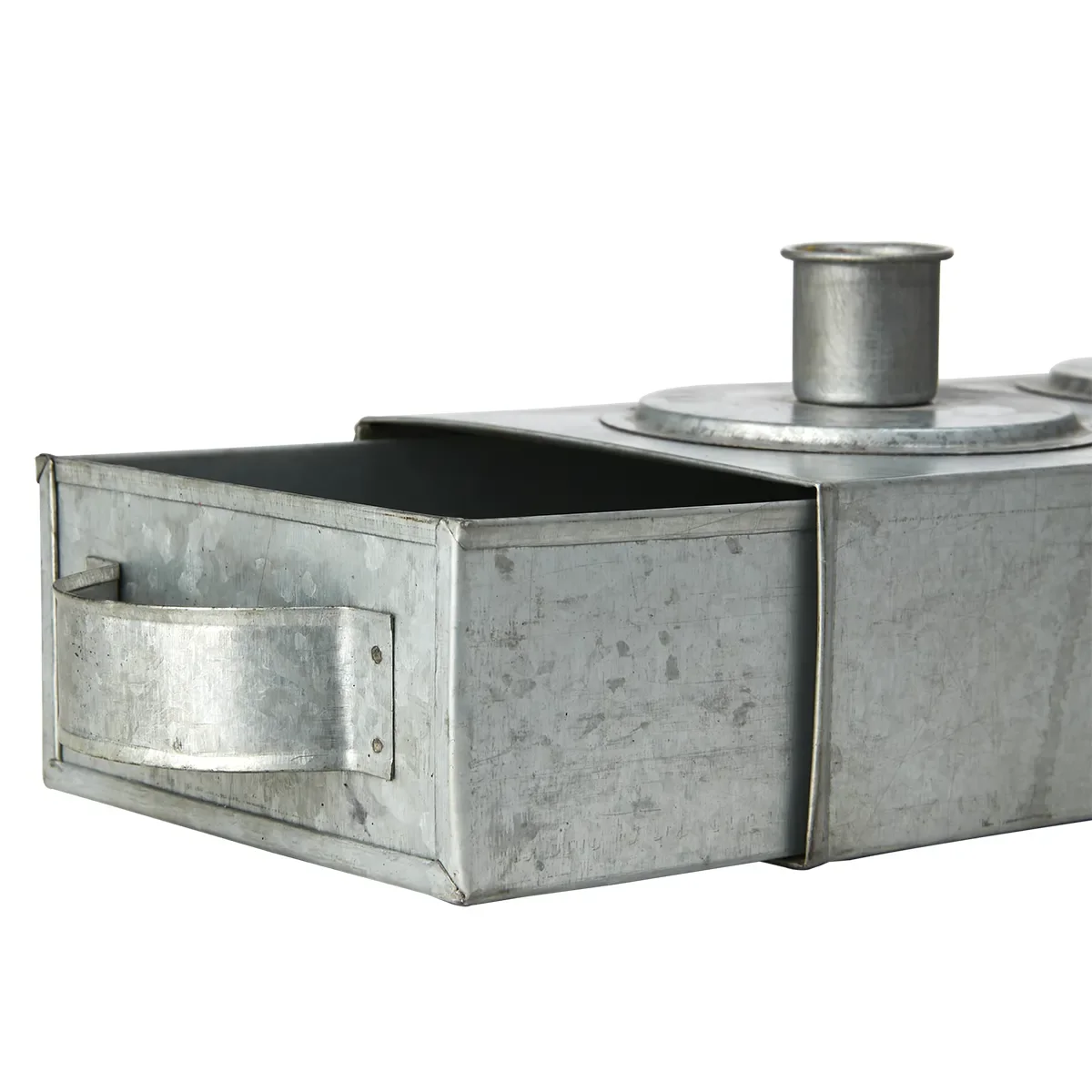 Candle Holder with Drawer Fenix Grey L 47 cm