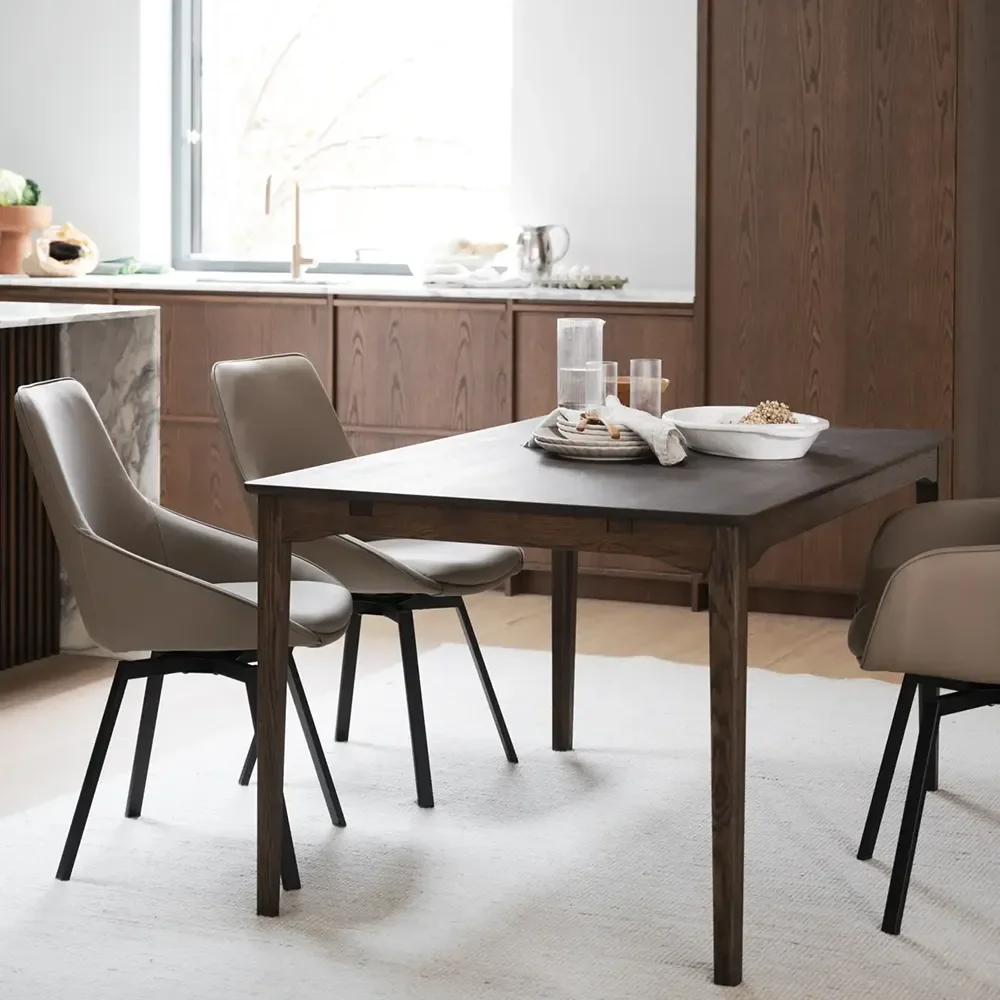 Alison dining chair beige leather/black metal legs