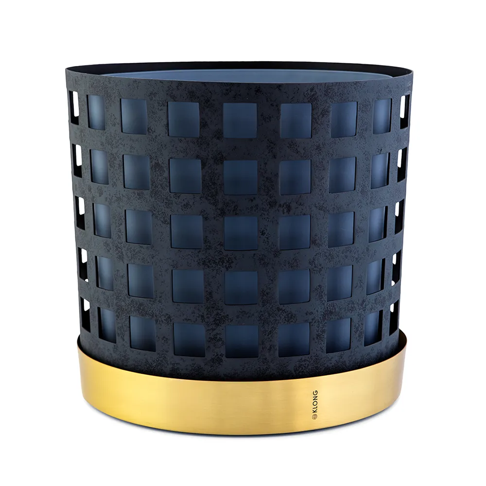 Trio Square Big Tray Blue Lacquered Thin Sheet with Brass Tray