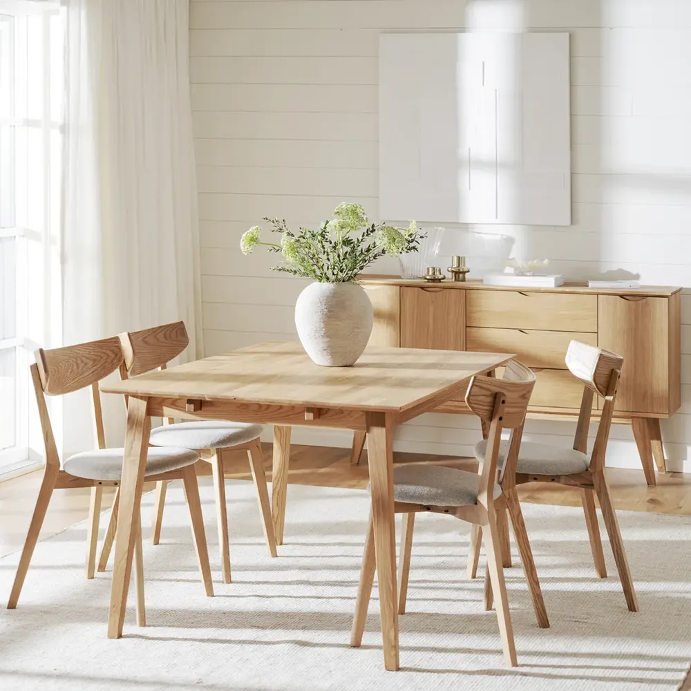 Ami dining chair oak/gray-beige fabric