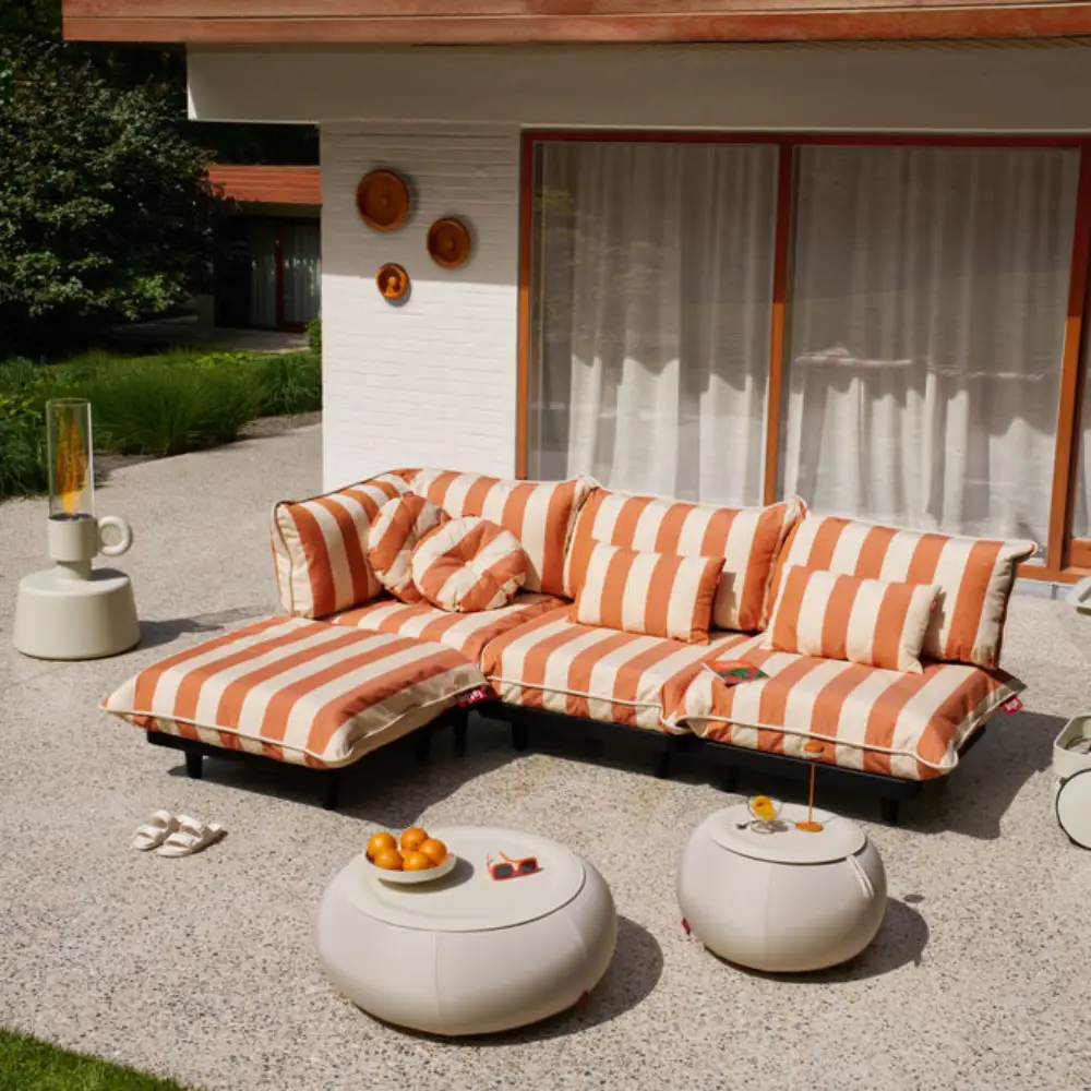 paletti corner seat left stripe orange creme