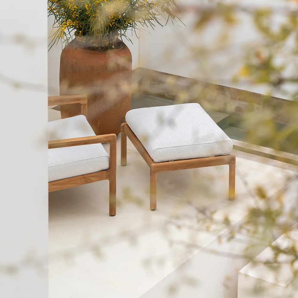 Jack Footstool Teak/Off White 