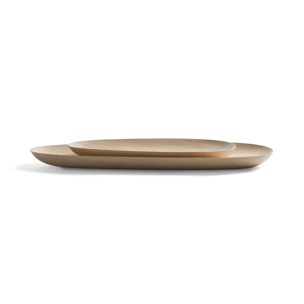  Thin oval trays lacquered maple-set of 2