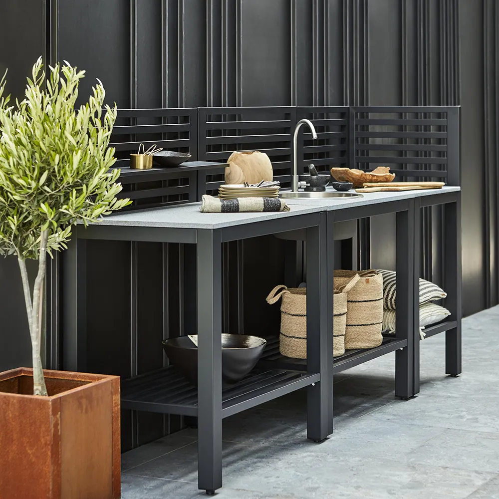 Bellac outdoor kitchen relief table black