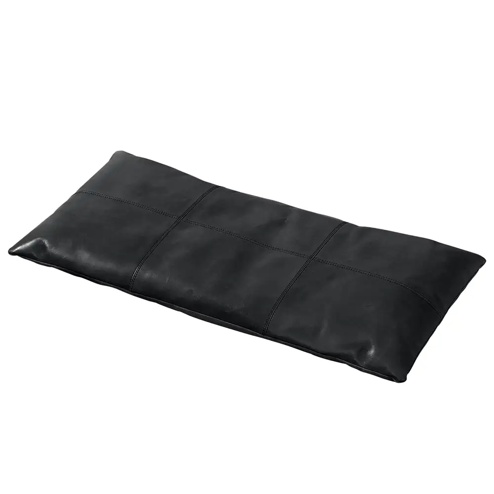 Rib Cushion 73 cm Black leather