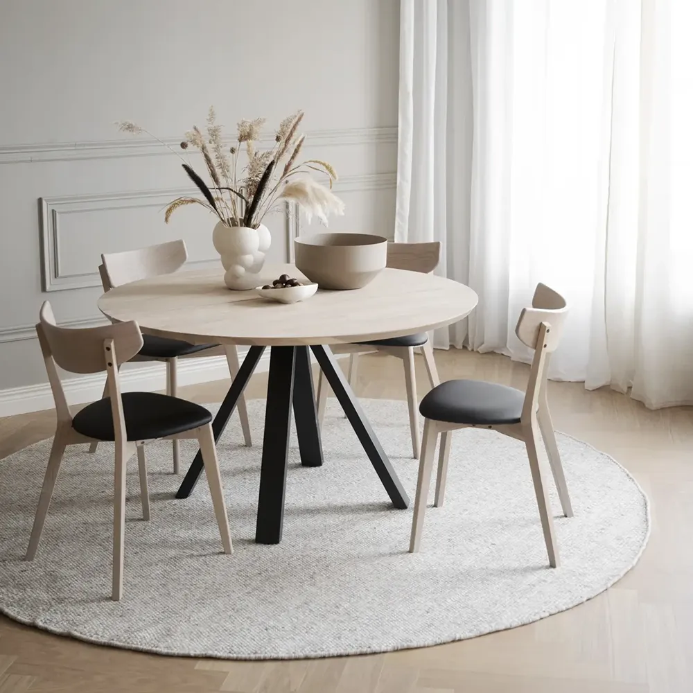 Ami dining chair white pigmented oak/black faux leather