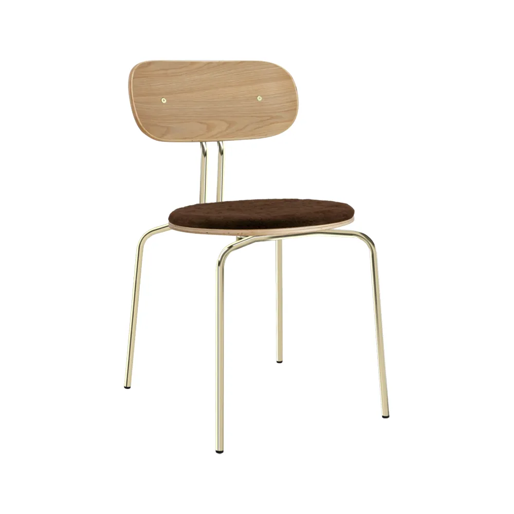 Curious Dining Chair Oak/Brass Teddy Brown
