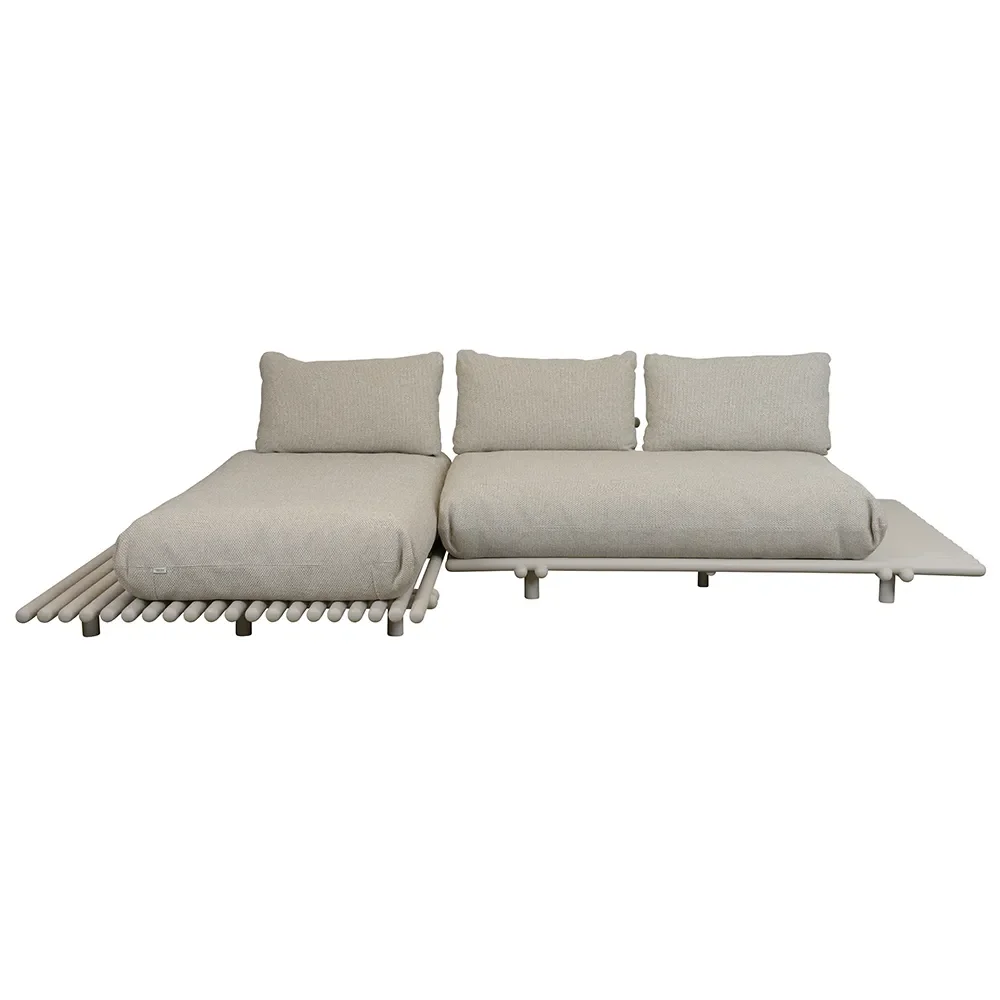 Sticks sofa w/ chaise lounge Alu/desert sand