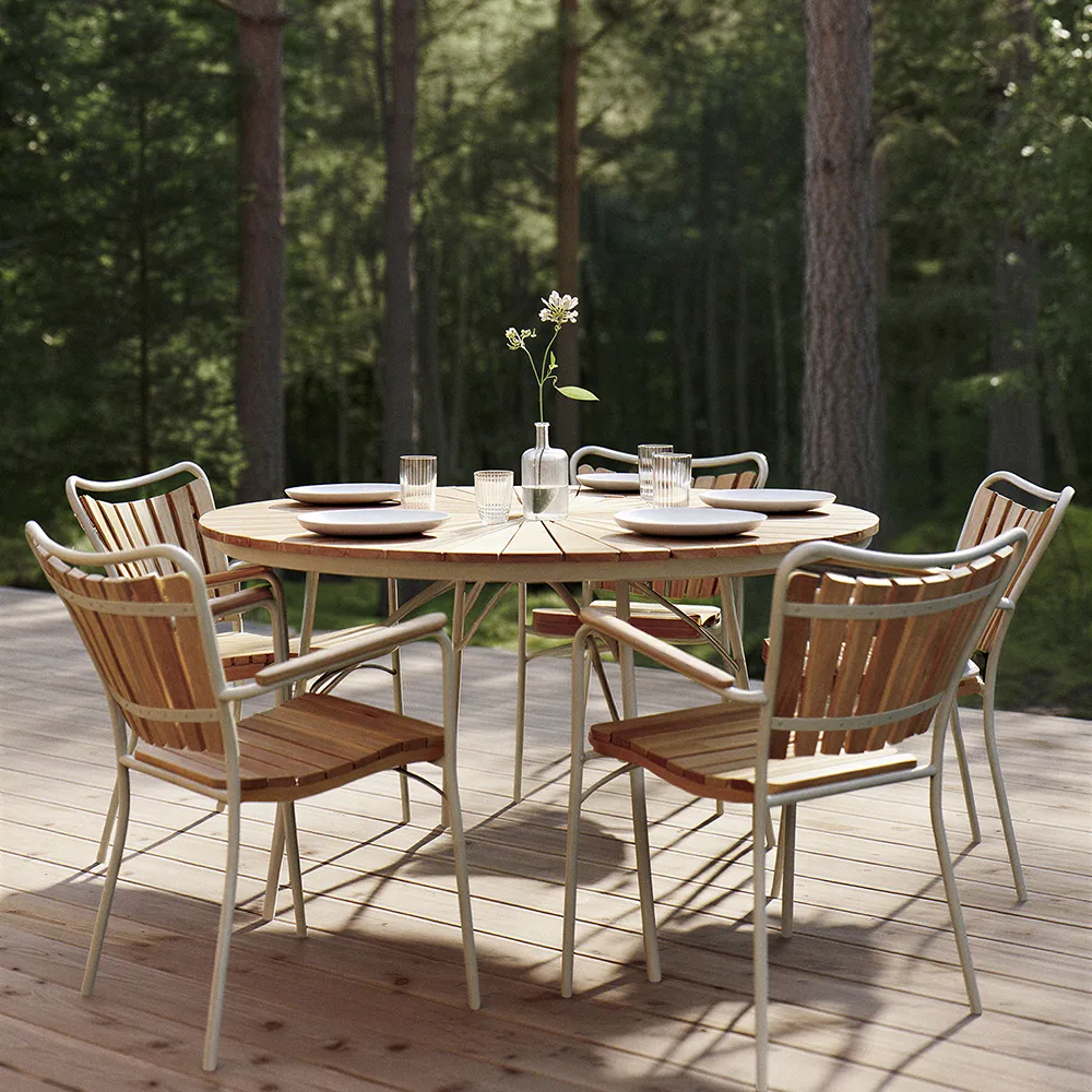 Ellen table 130 cm Sandy grey / teak