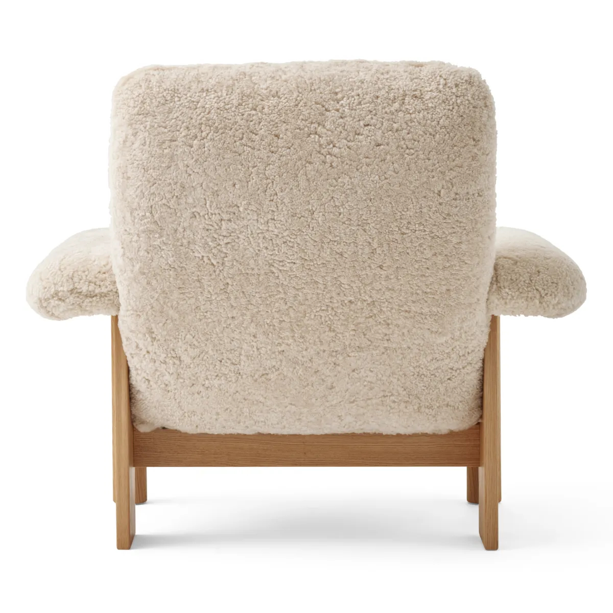 Brasilia Lounge Chair Fully Upholstered High Back Four-Leg Base Solid Oak Natural Sheepskin Nevotex Nature