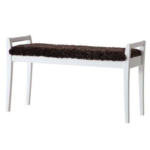 Meja Bench White lacquered Birch/Sheepskin Brown