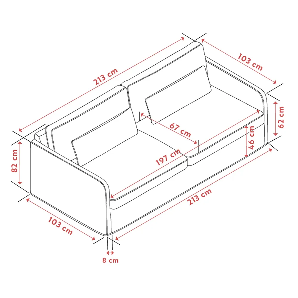 Peyton sofa 3-seater fabric Ursula beige