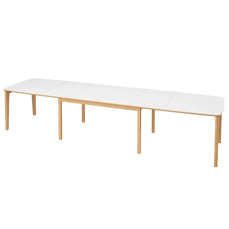 SM107 Dining table 101x160-316-368 cm Natural oiled oak - White laminate