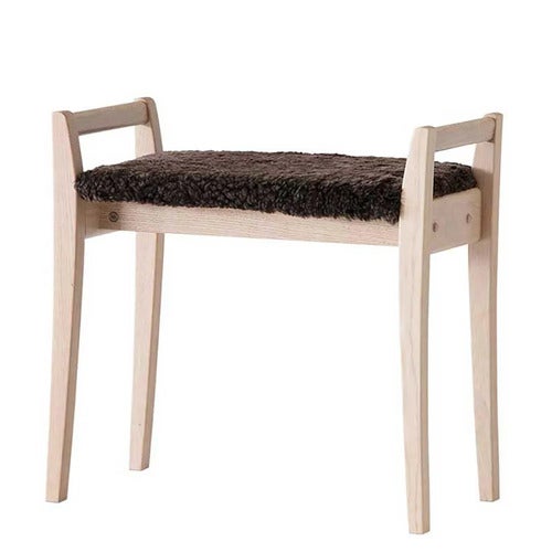 Meja Stool White oiled Oak/Sheepskin Brown