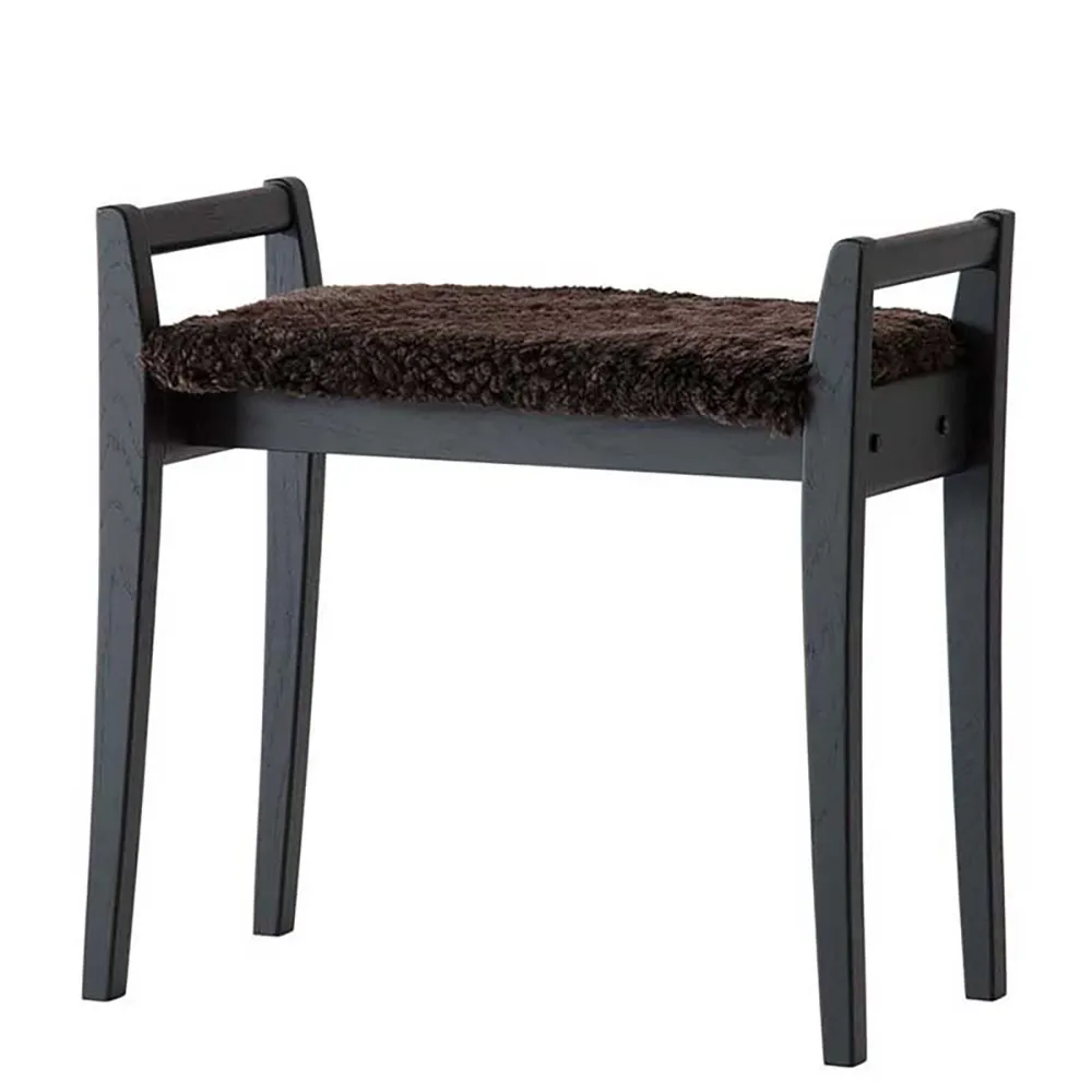 Meja Stool Black Stained Oak/Sheepskin Brown