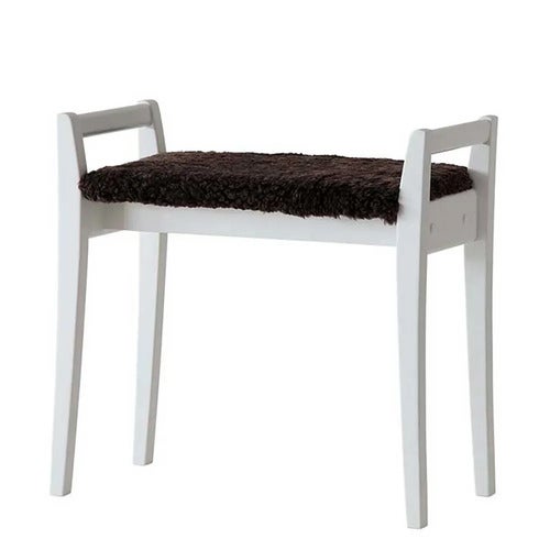 Meja Stool White lacquered Birch/Sheepskin Brown