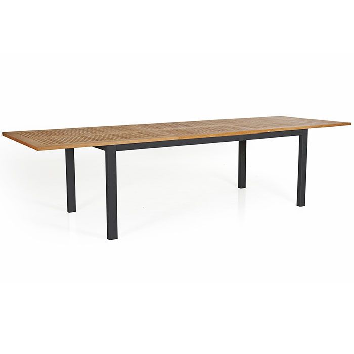 Lyon Dining Table 100 X 224-304 Cm Black / Teak
