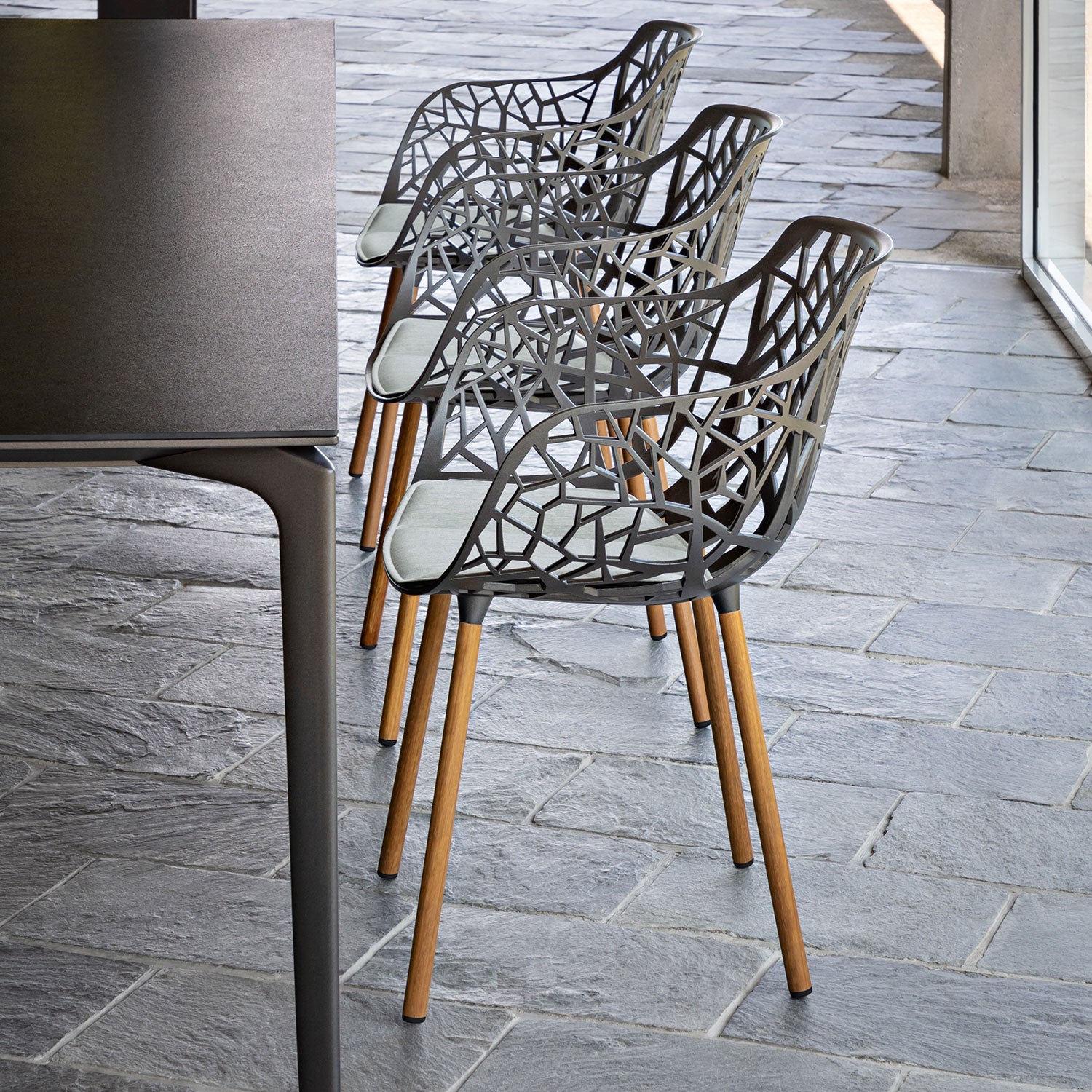 Forest dining chair with Iroko upholstered legs Black