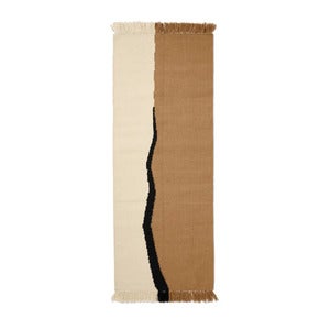 Soil Kelim Rug 70x180 cm - Dark Sand/Off-white