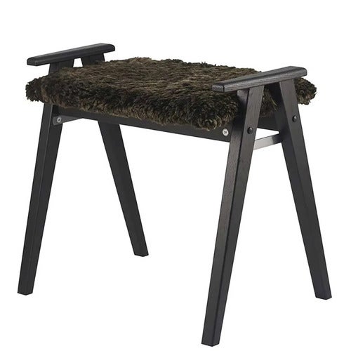 Alme Stool Black stained Oak/Sheepskin brown