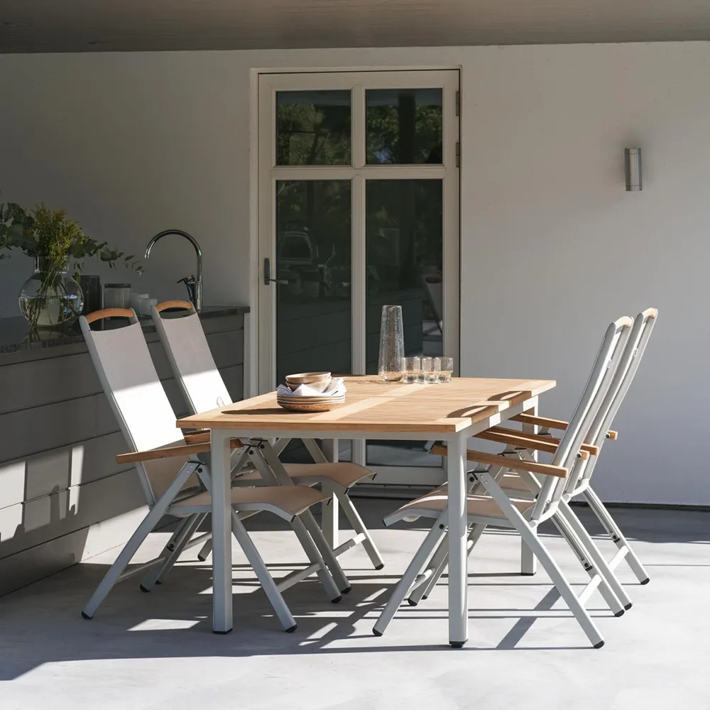 Lyon Dining table 95x152-210cm - Light Grey/Teak