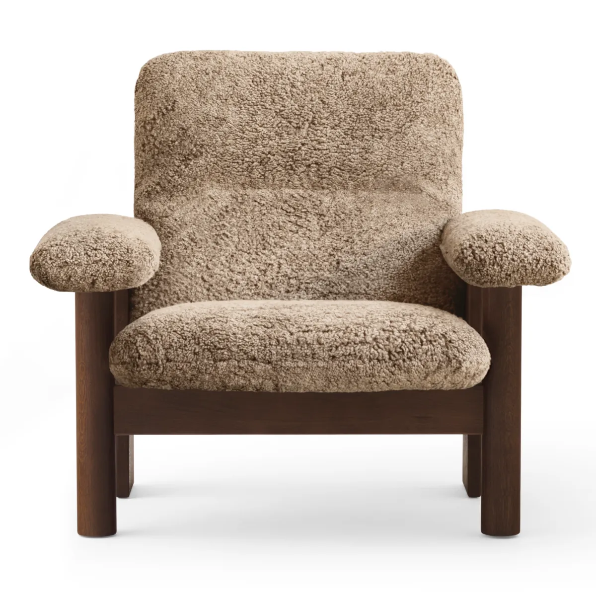 Brasilia Lounge Chair High Back, Walnut, Sheepskin Nevotex Sahara