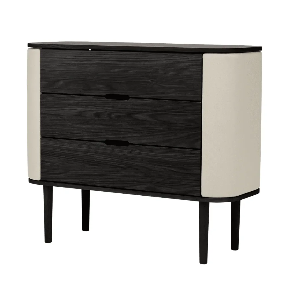 Treasures Chest of Drawers Black Oak/White Sands