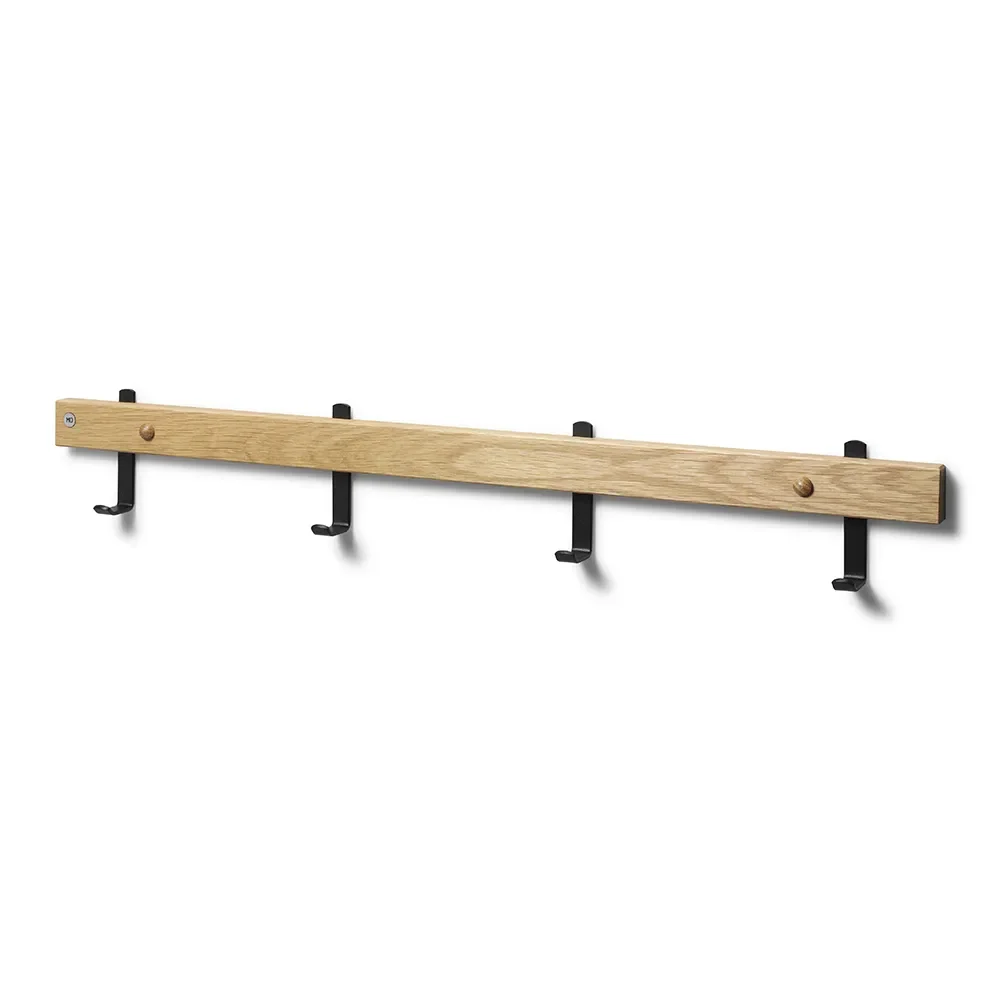 Nadja Hook Strip 70 cm Lacquered Oak/Matt Black Steel