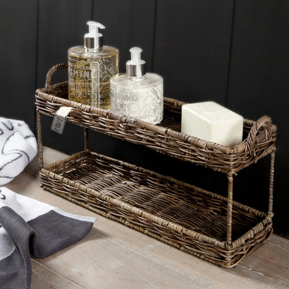 Handmade Storage Tray in cane Ma Maison (2 tiers) S