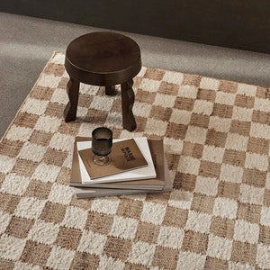 Handwoven Wool Rug Check 200x300 cm Off-White