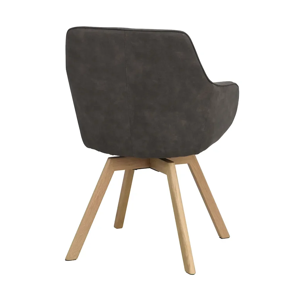Alison chair with armrests darkgrey microfibre/oak legs