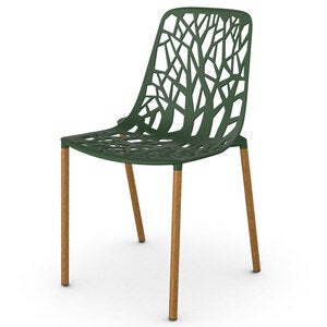 Forest dining chair with Iroko upholstered legs Dark Green