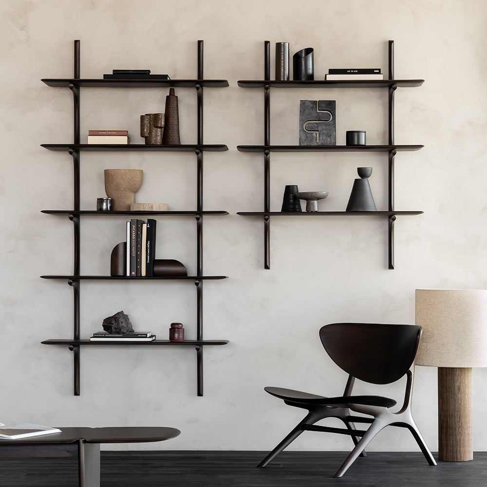 PI Wall shelf Mahogany dark brown 5 shelves