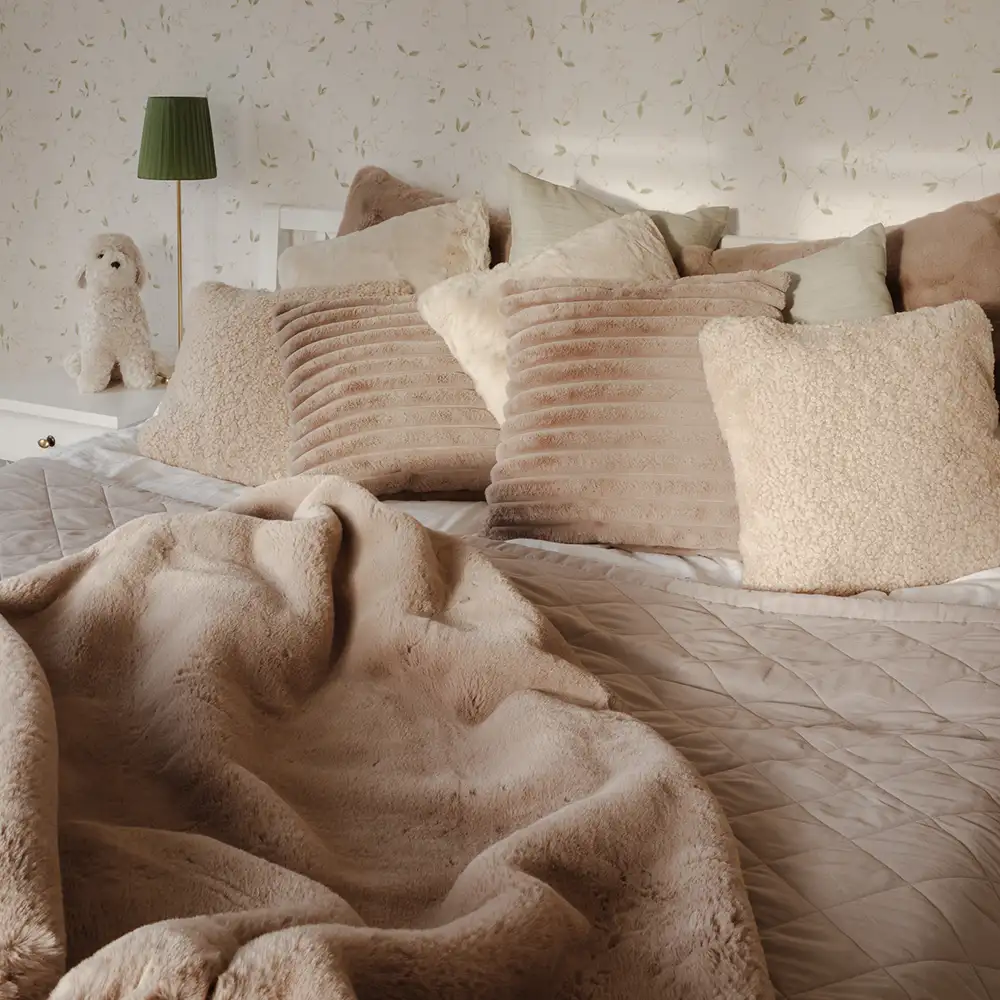 Stripy Ornamental Cushion 45x45 cm Taupe