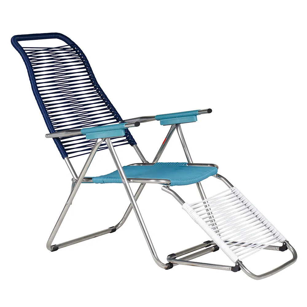 Spaghetti deckchair pop blue/turquoise/white/turquise aluminium