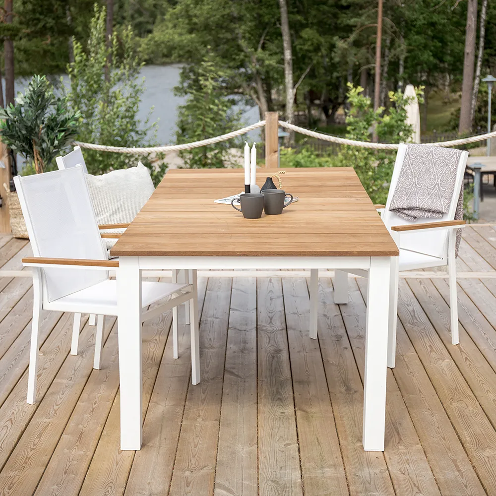 Mexico Dining Table 100x210 cm White/Teak