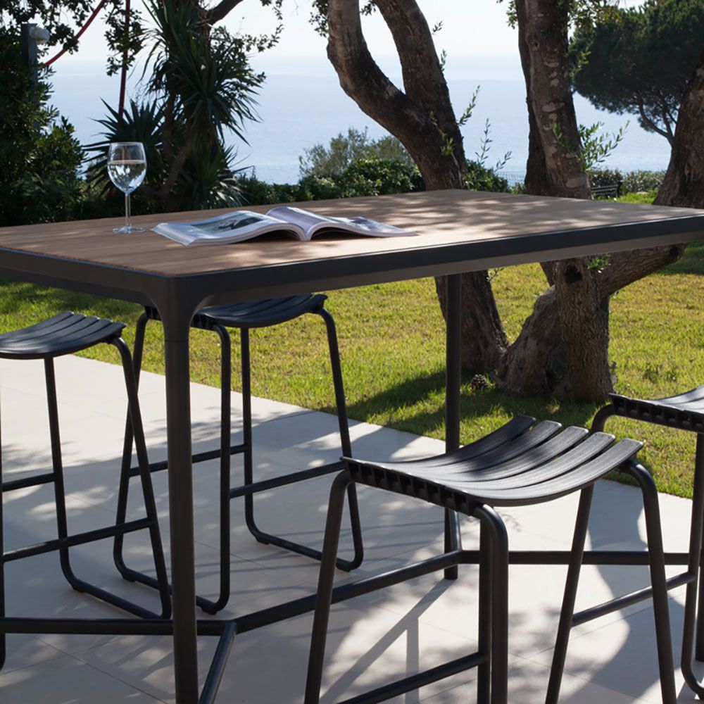 Four bar table 160x90 cm black/bamboo aluminium