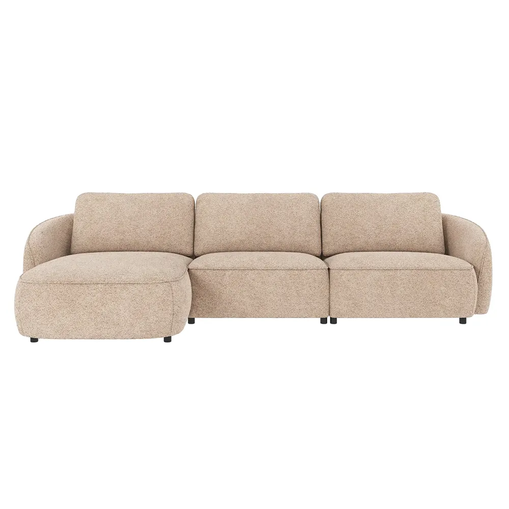 Norris sofa 4-seater sofa chaise longue left fabric Anna light beige