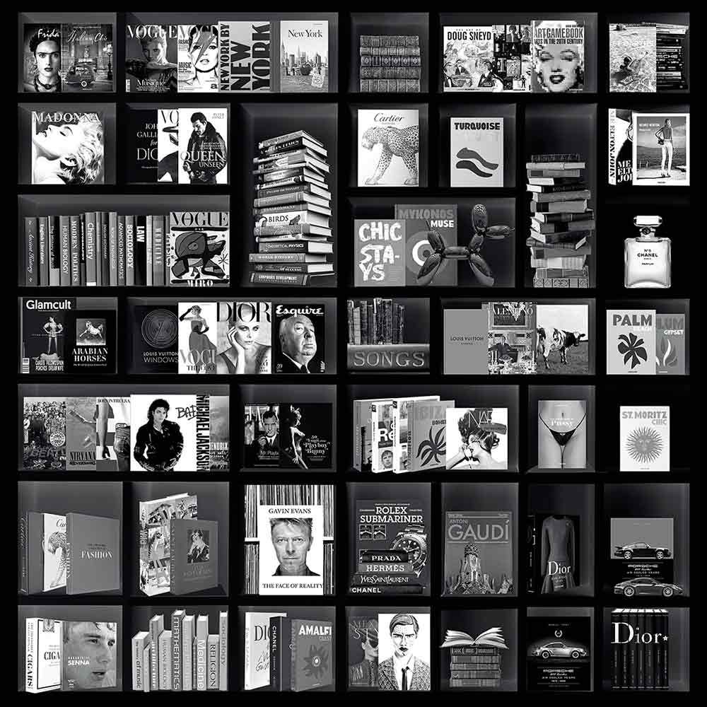 Wall decoration Book Case Fashion Black 100X100 Cm