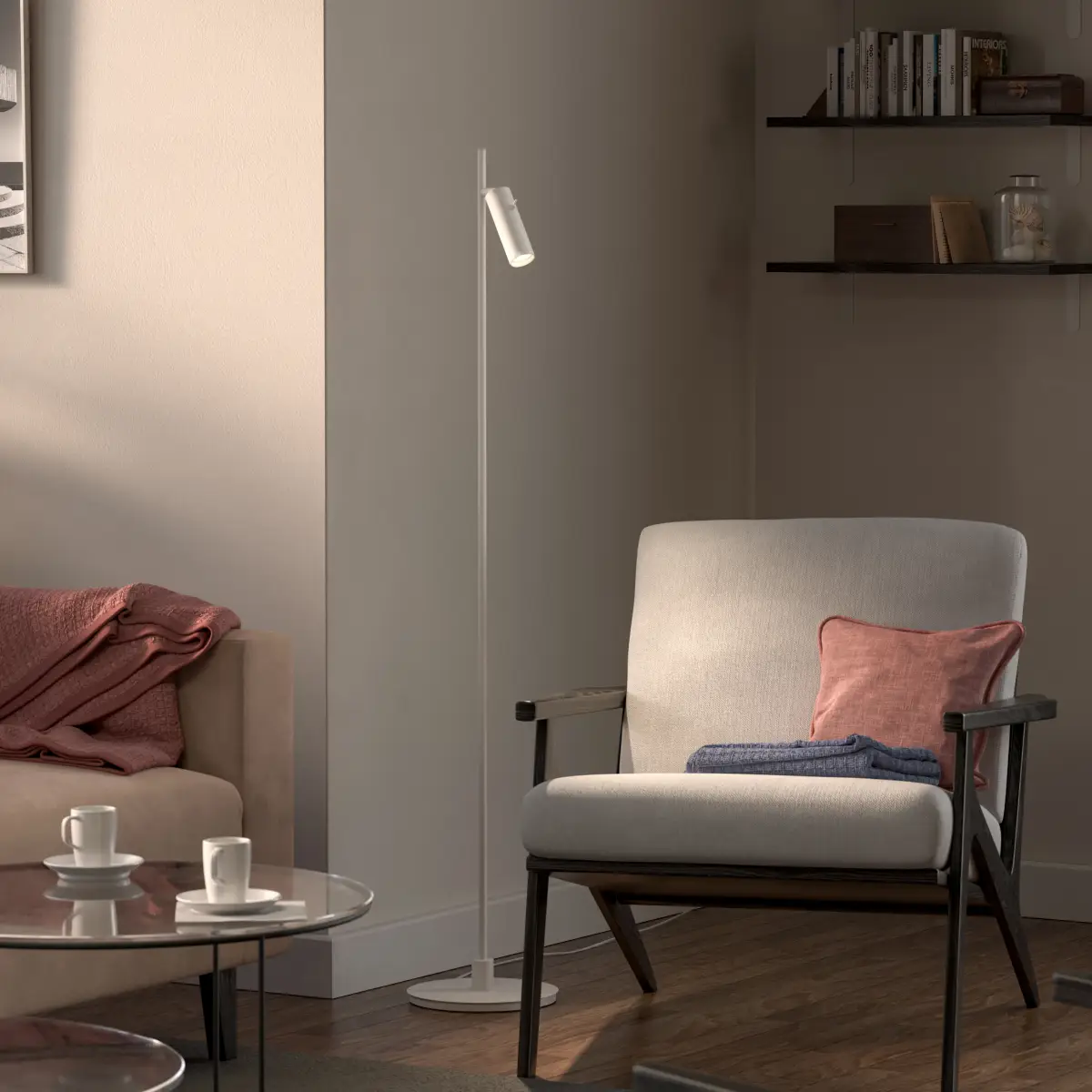 Pipeline Single Floor Lamp Ø19.9 x H132.3 cm Metal Matte White