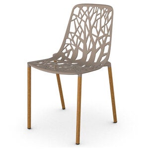 Forest dining chair with Iroko upholstered legs Pearly Gold